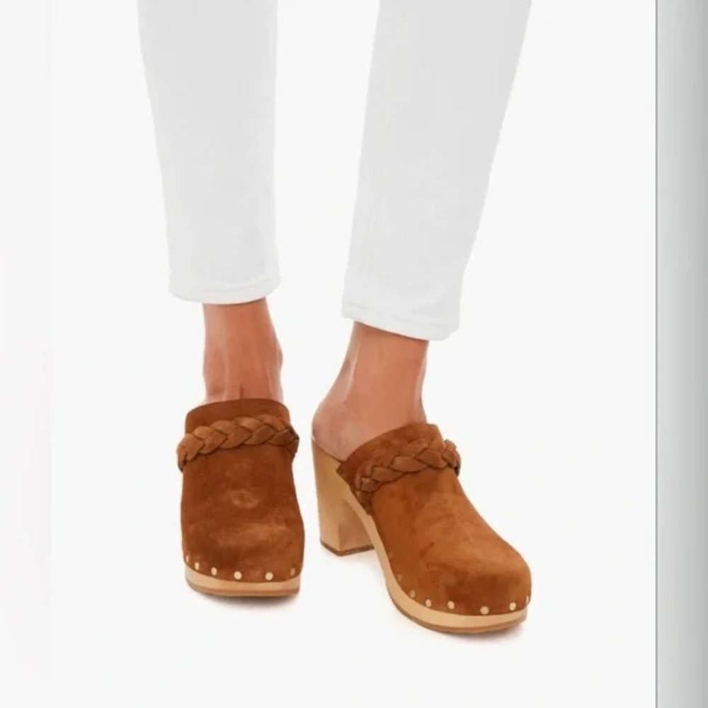 Loeffler Randall Merrill Brown Suede Braided Clogs 8